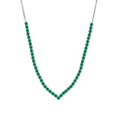 Asfour Crystal Tennis Necklace With Emerald Round Zircon Stones In 925 Sterling Silver-ND0398-G